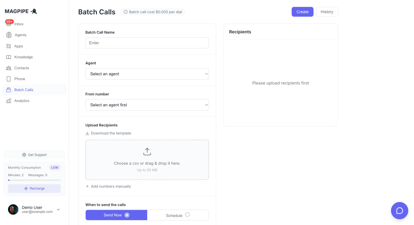 Creating a batch call