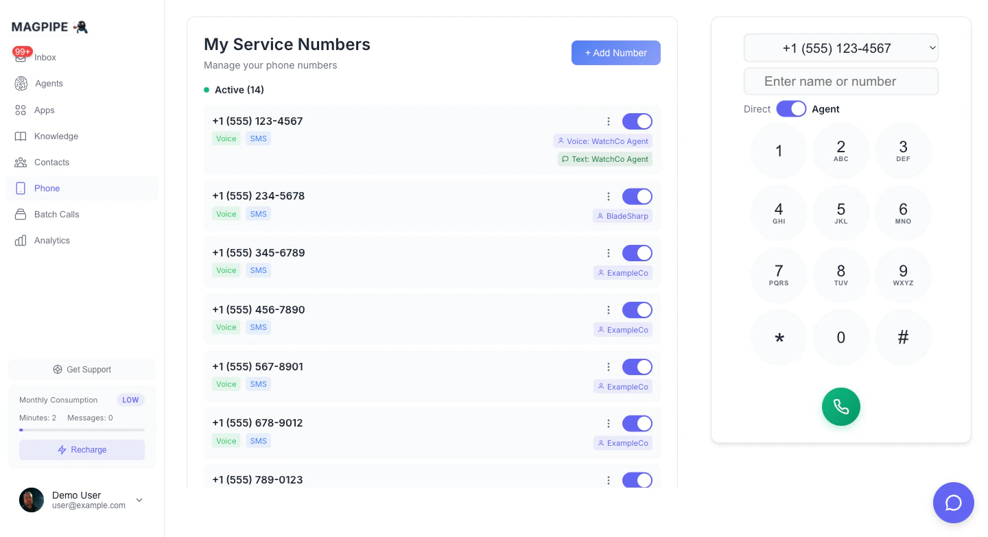 Dialpad Direct/Agent toggle