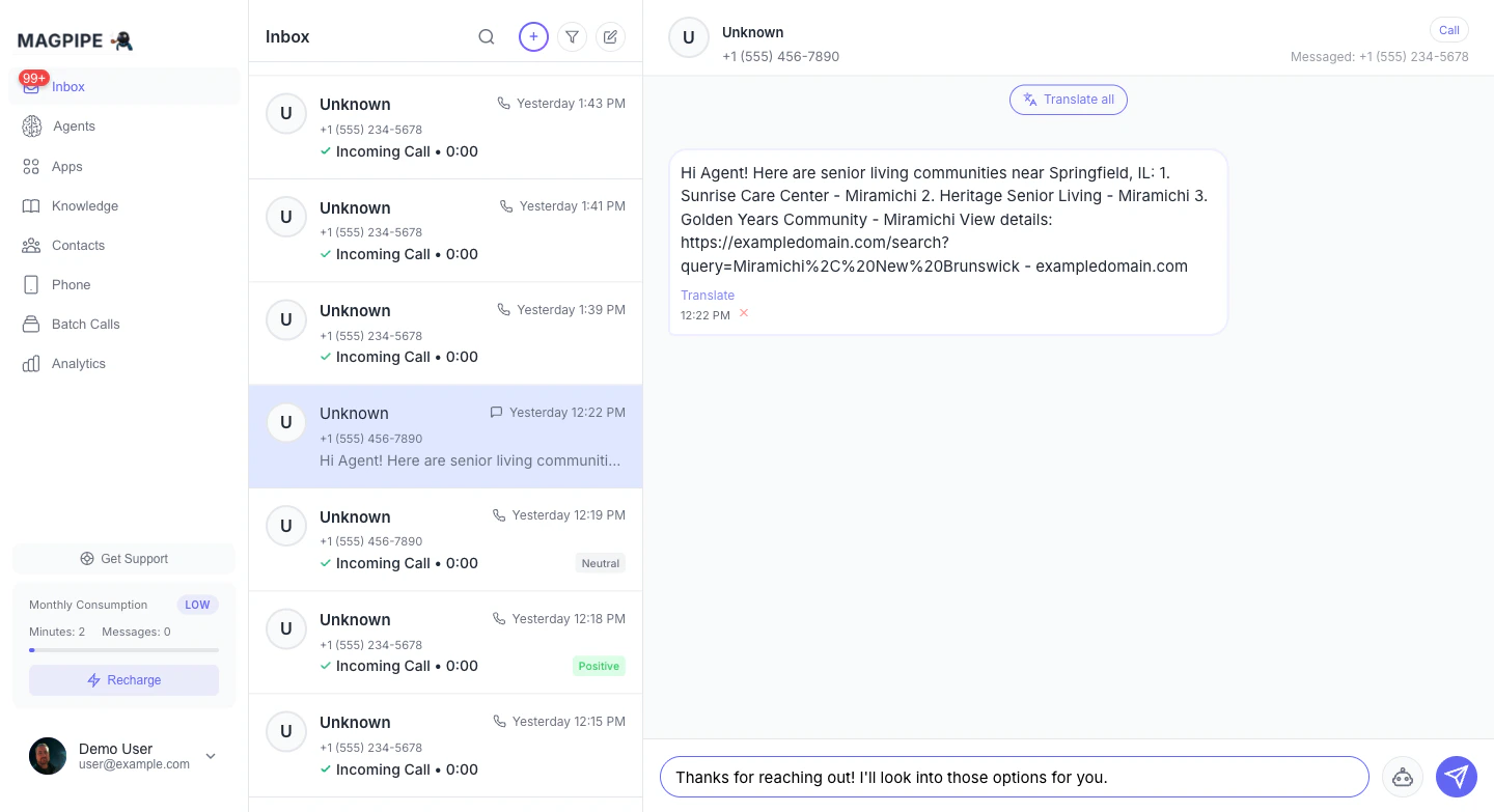 Replying to a message
