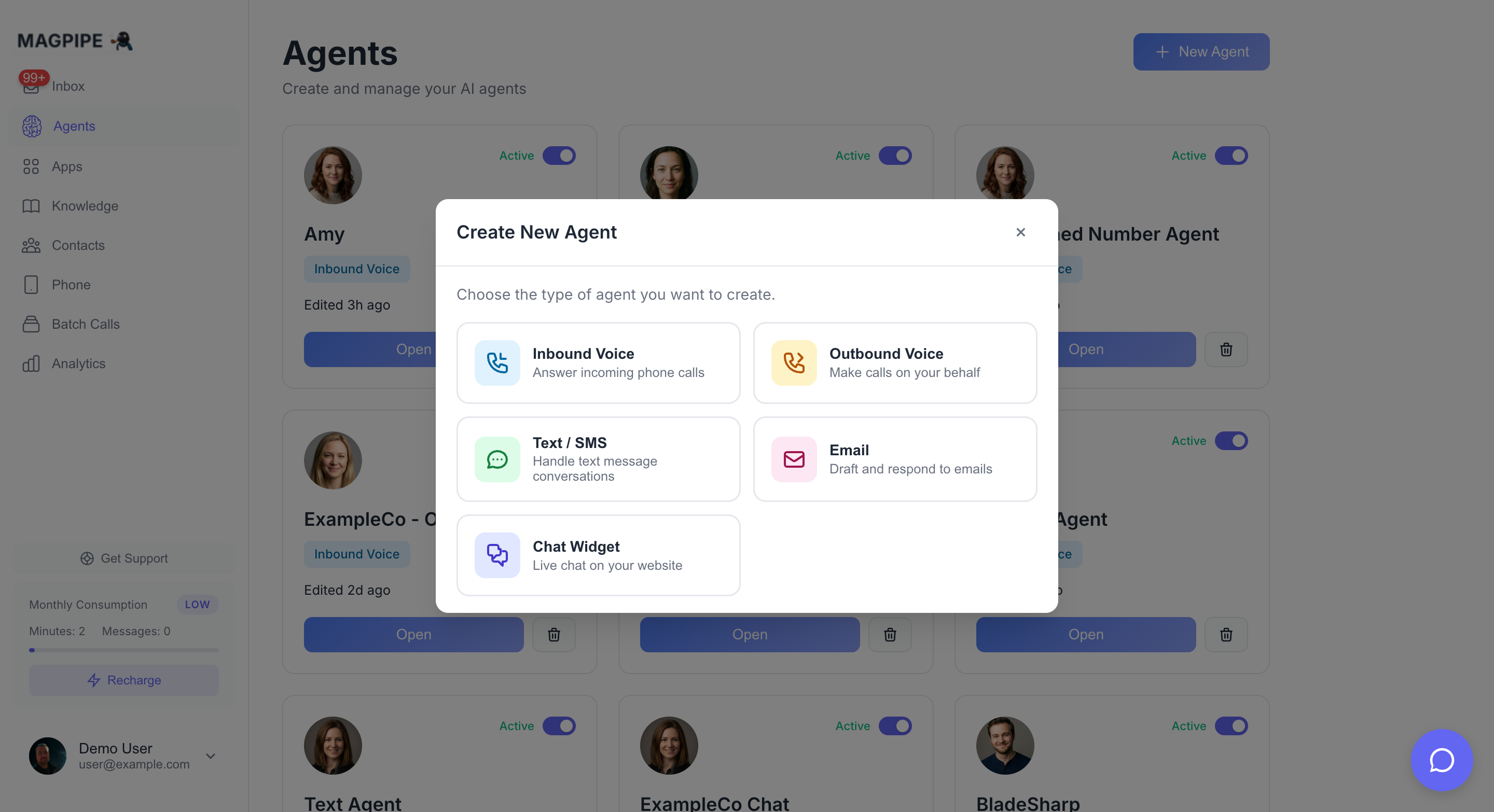 Create agent modal
