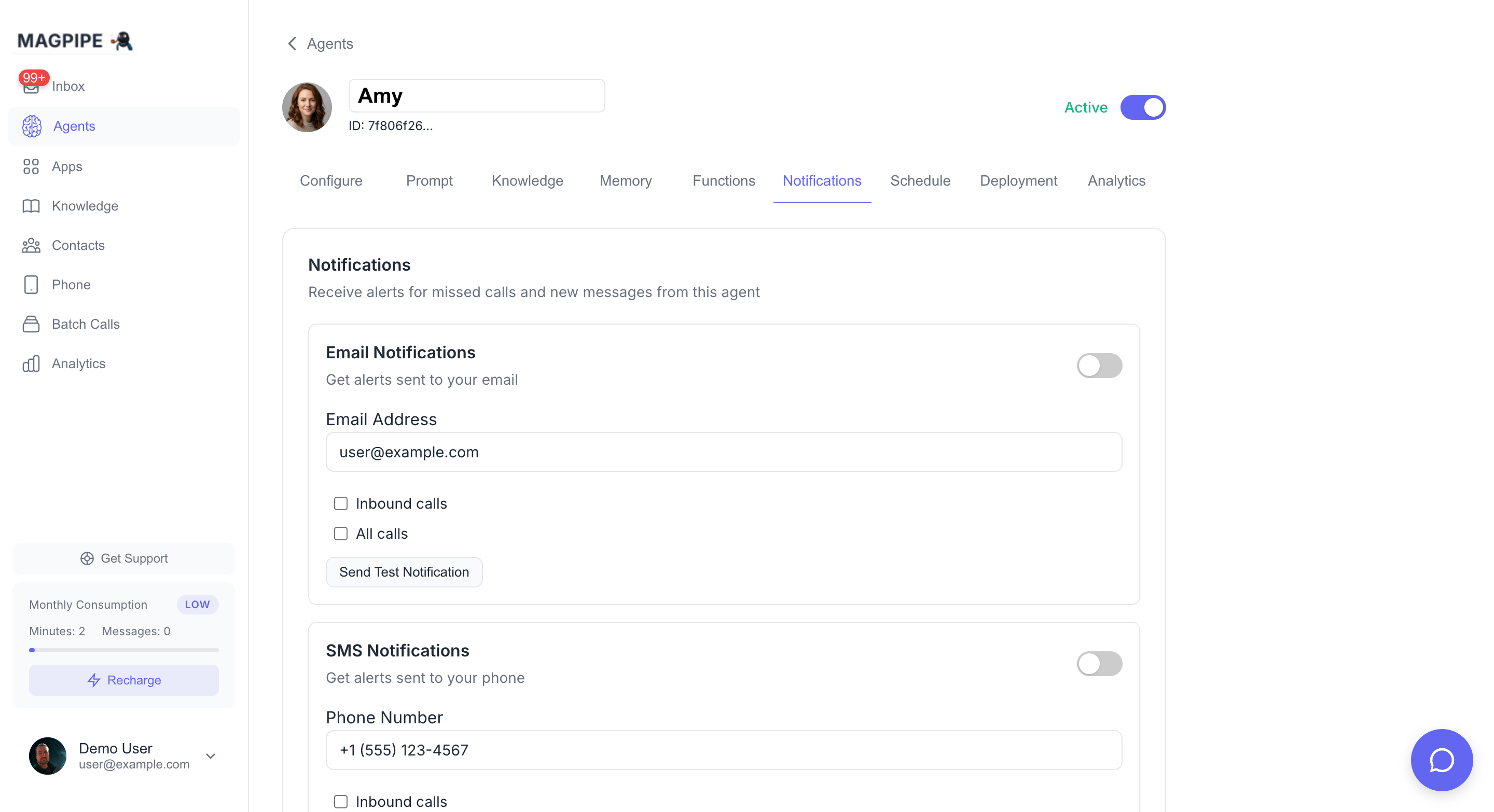 Notifications tab