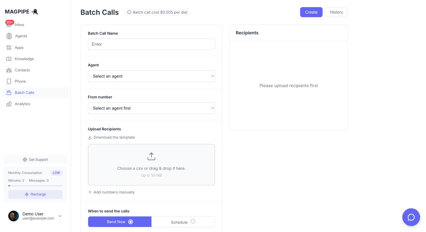 Creating a batch call