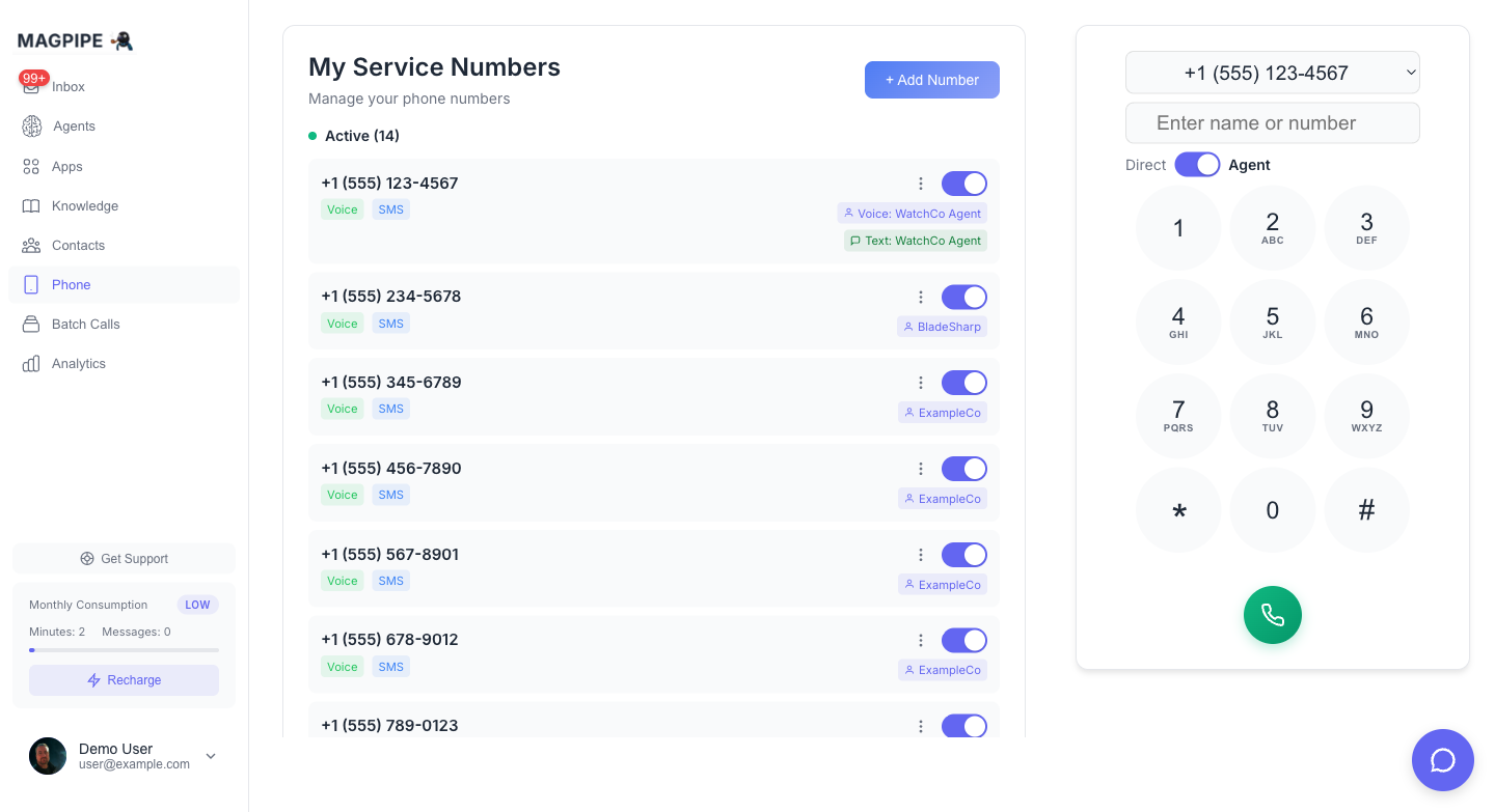 Dialpad Direct/Agent toggle
