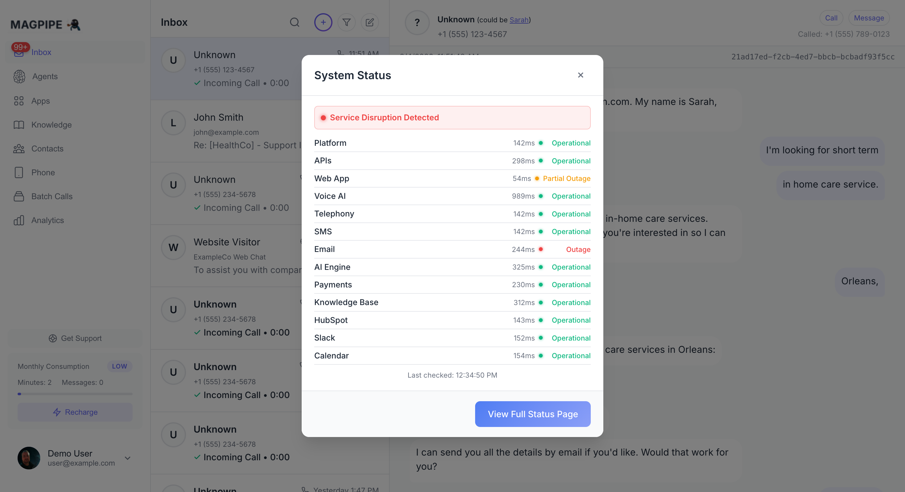 Status page