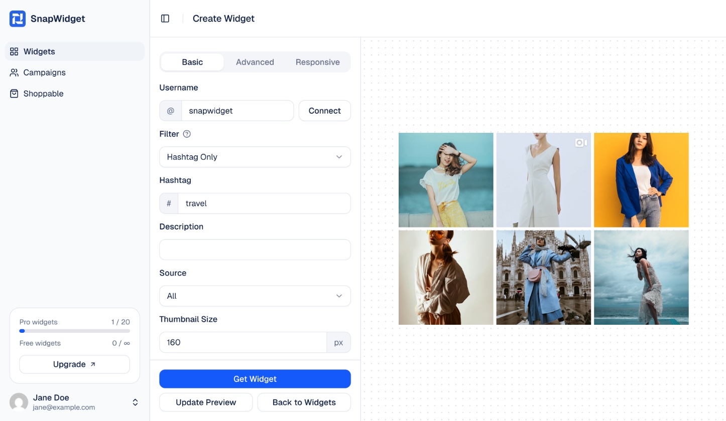 An X widget with Filter set to Hashtag Only and the hashtag travel