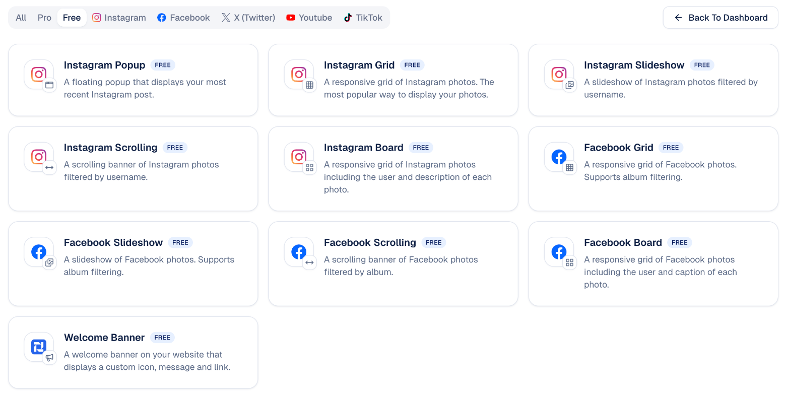 Free widget types