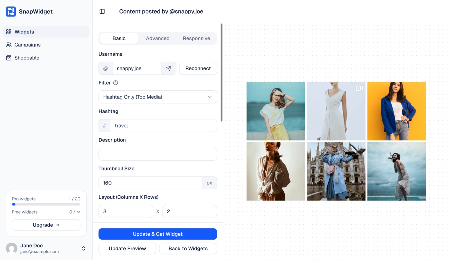 Filter set to Hashtag Only (Top Media) with the hashtag travel