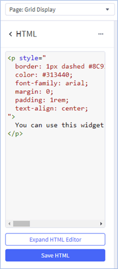 The HTML editor with the Save HTML button