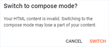 The Switch to compose mode message