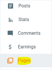 The Pages item in the Blogger menu