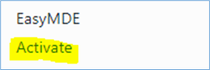 The Activate link for EasyMDE