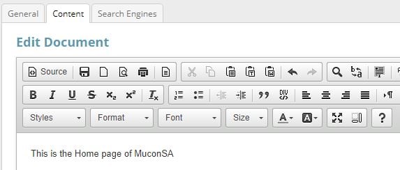 The Content tab with the Source button