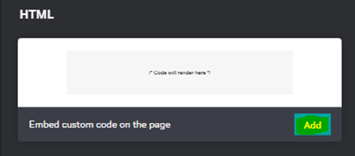 The HTML section with the Add button