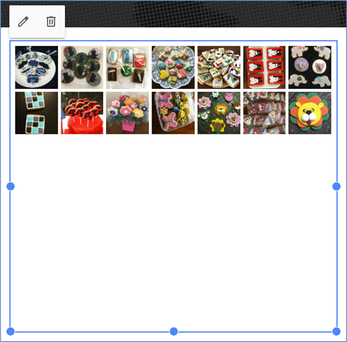 The embed box with its resize handles
