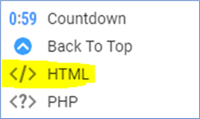 The HTML element in the Add Elements menu