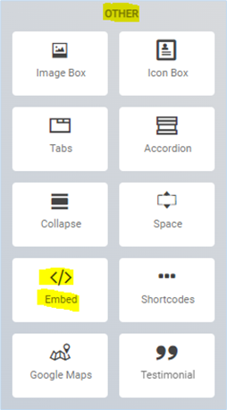The Embed widget in the OTHER group