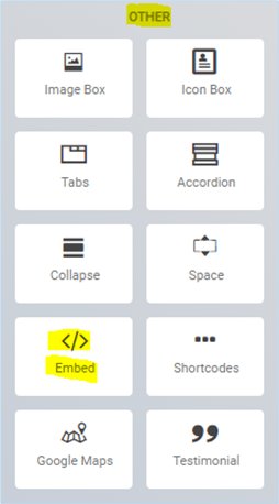 The Embed widget in the OTHER group