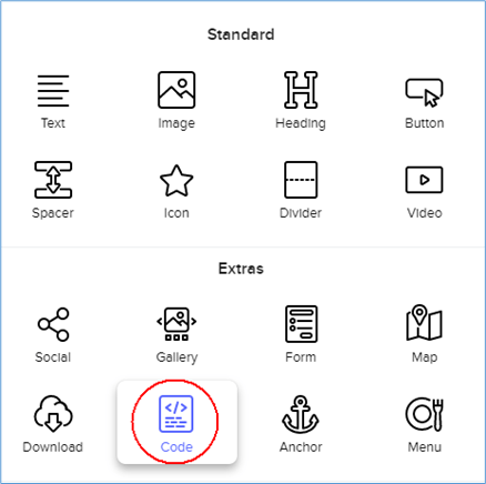 The Code block in the list of blocks