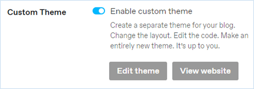 The Custom Theme setting with the Edit theme button