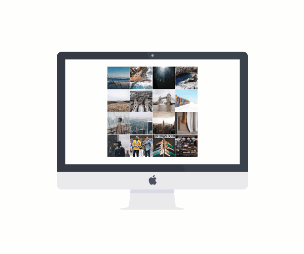 A widget that shows 4 x 4 posts on a desktop, 3 x 3 on a laptop, 2 x 2 on a tablet and 1 x 1 on a phone