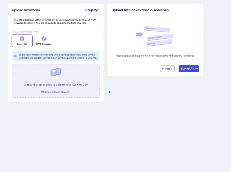 <p>How to upload a keyword file and map columns</p>