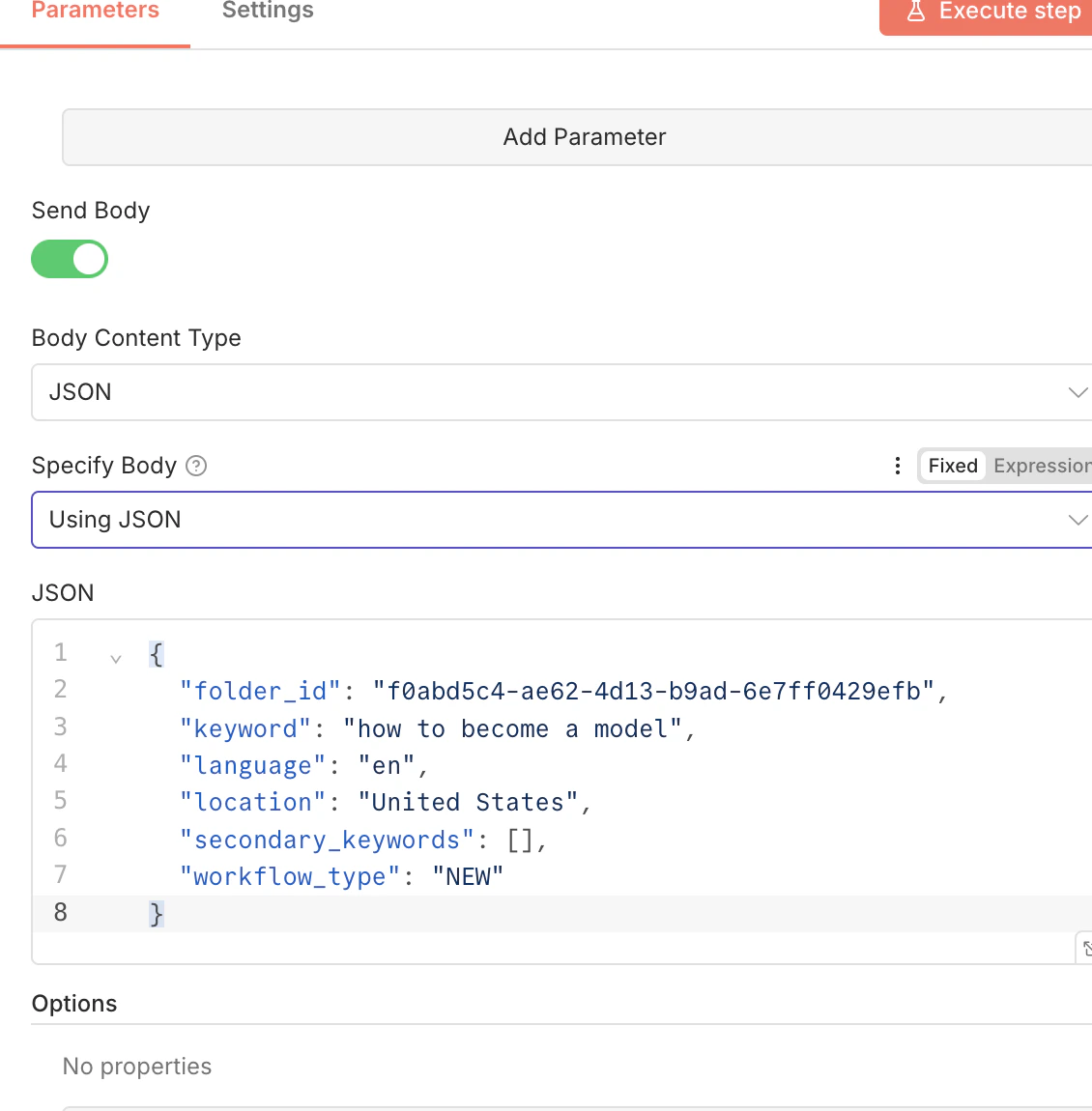 Body payload for Writer Assistant Orders
