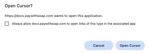 Screenshot of authorizing cursor