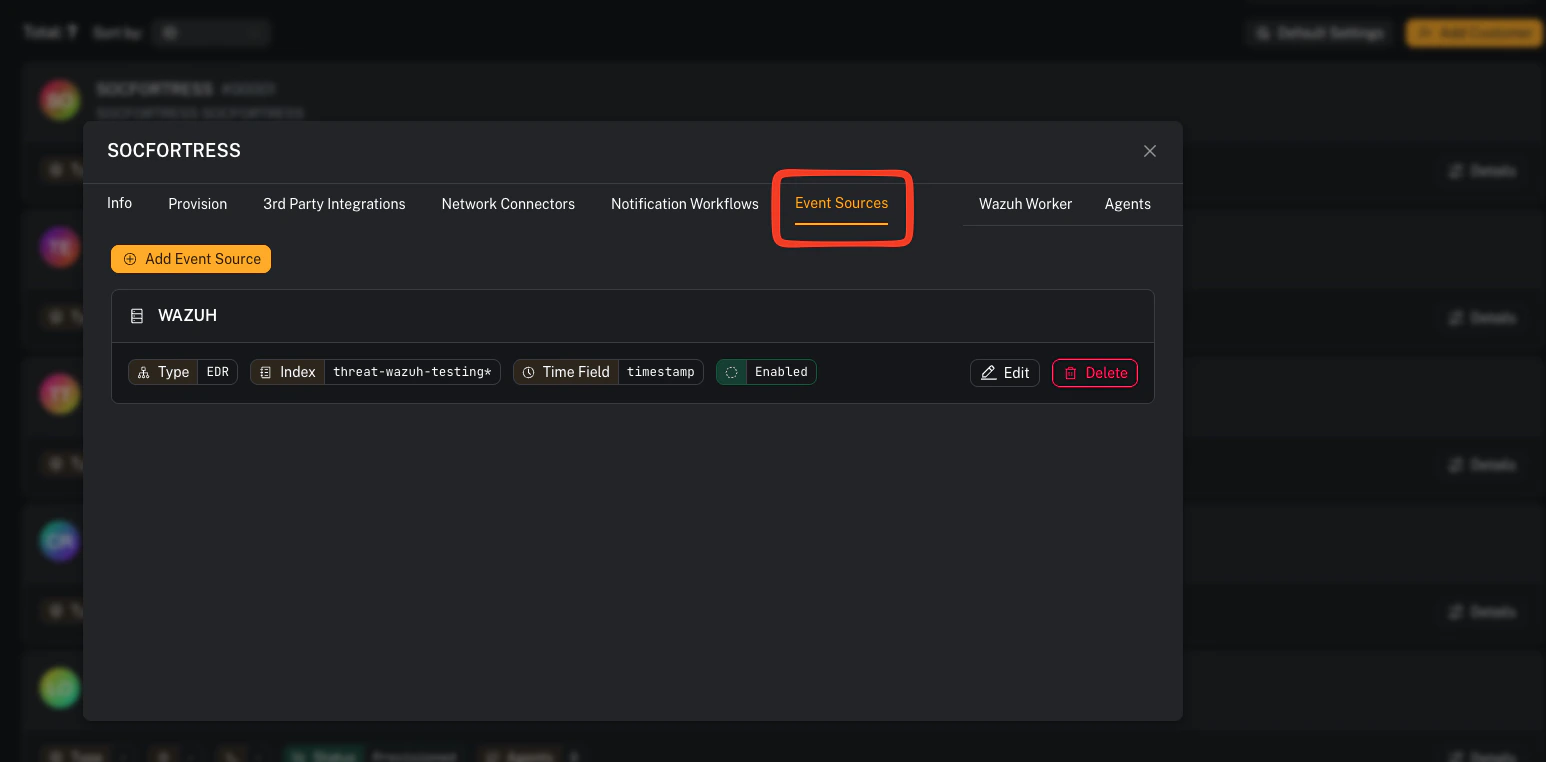 Create Event Source form