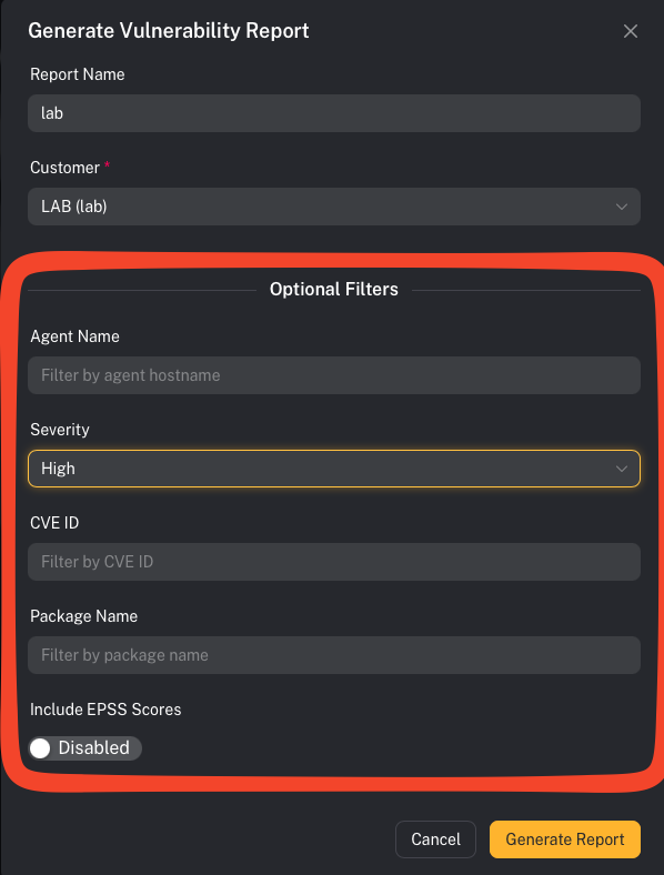 Vulnerability filters (placeholder)