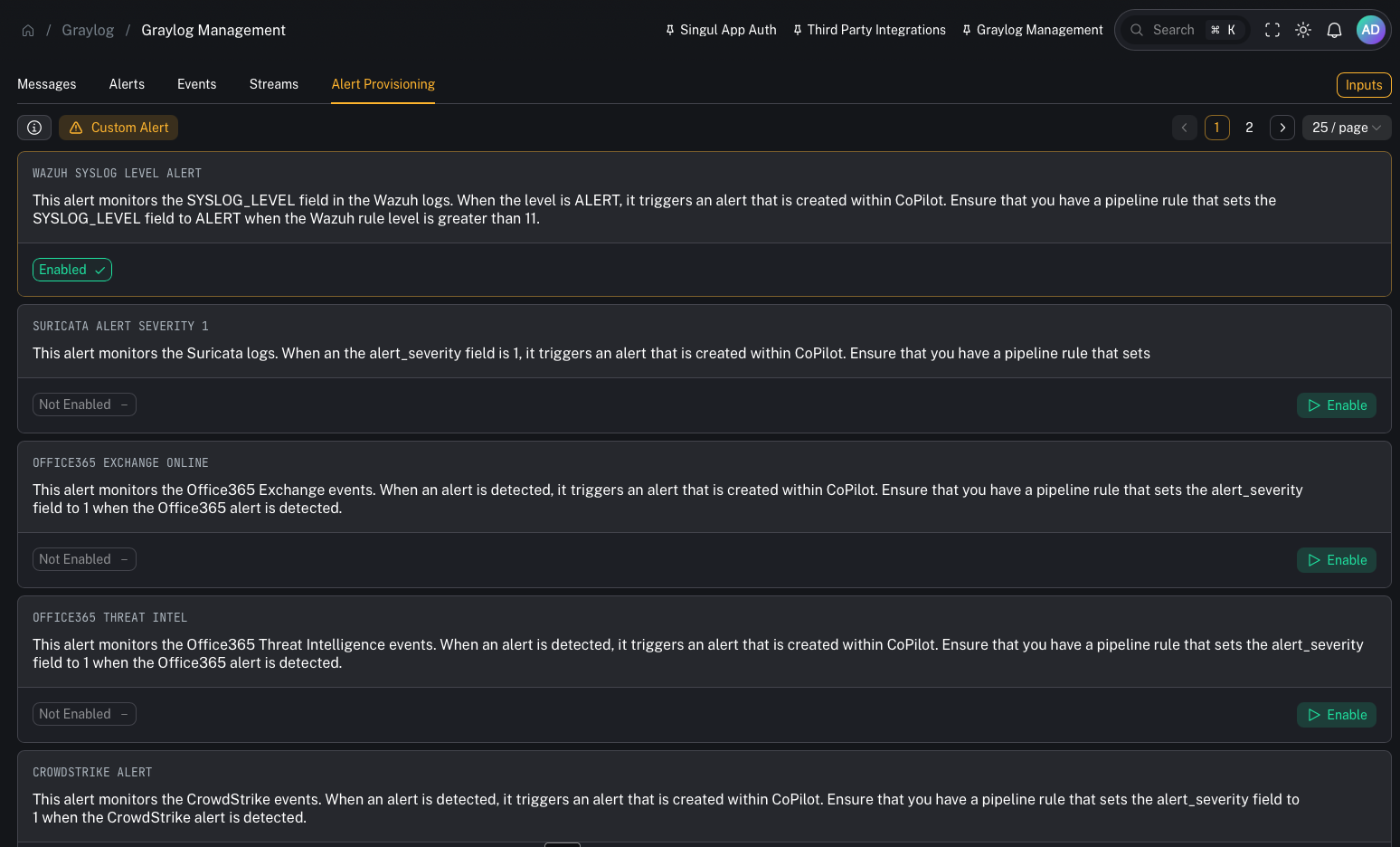 Alert provisioning (placeholder)