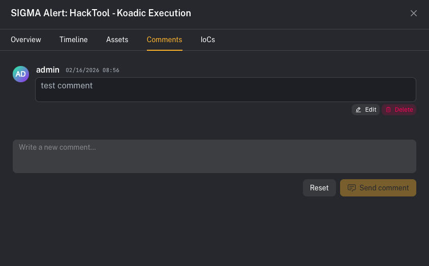 Alert details (Comments)