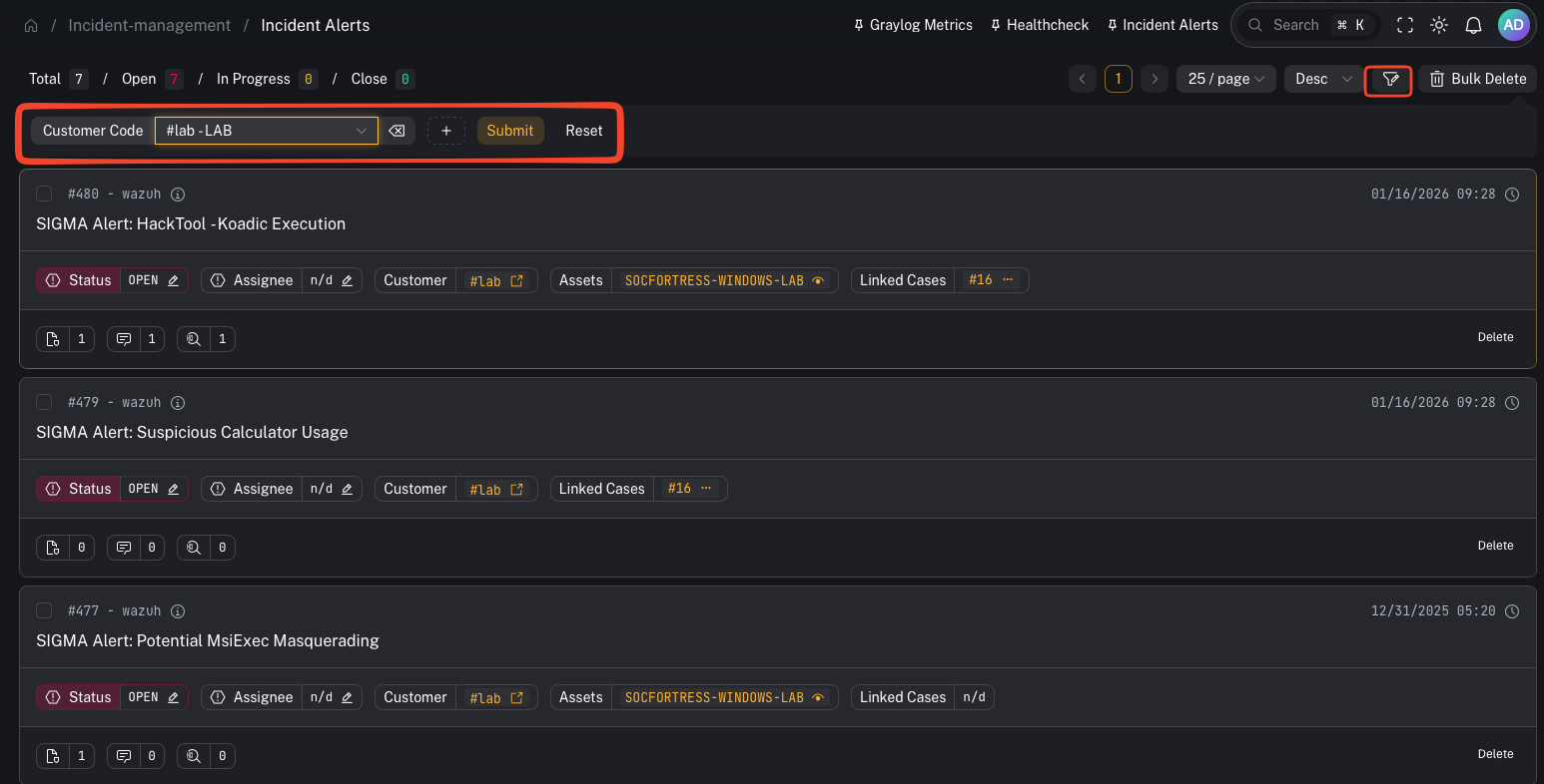 Filter by Customer Code + Tag