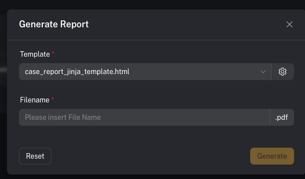 Generate report modal