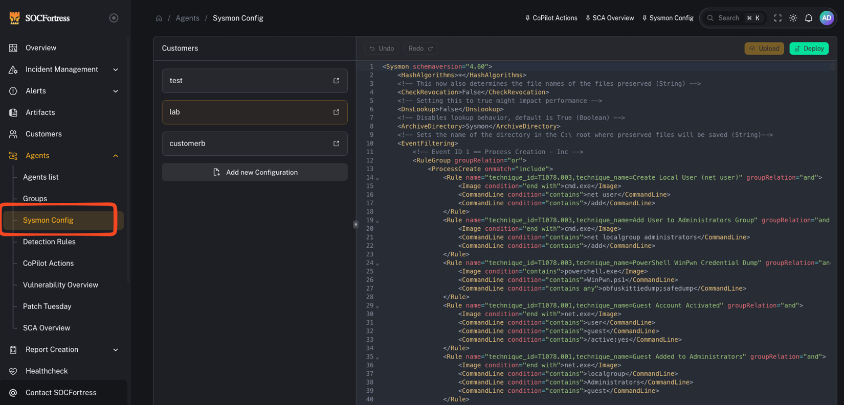 Sysmon Interface Sysmon config (Windows) - SOCFortress CoPilot