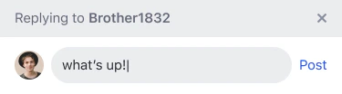 Reply compose bar showing Replying to banner with text input