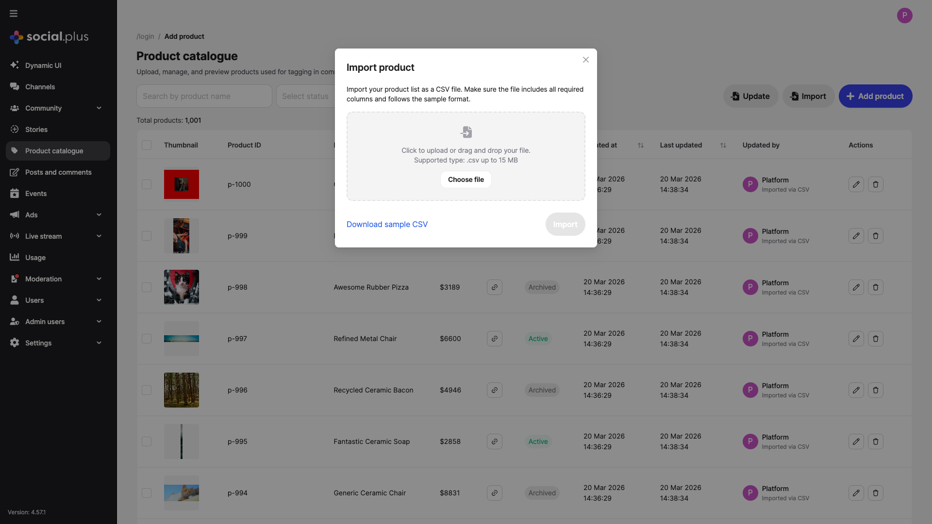 Import Product Dialog
