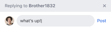Reply compose bar showing Replying to banner with text input