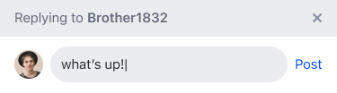 Reply compose bar showing Replying to banner with text input