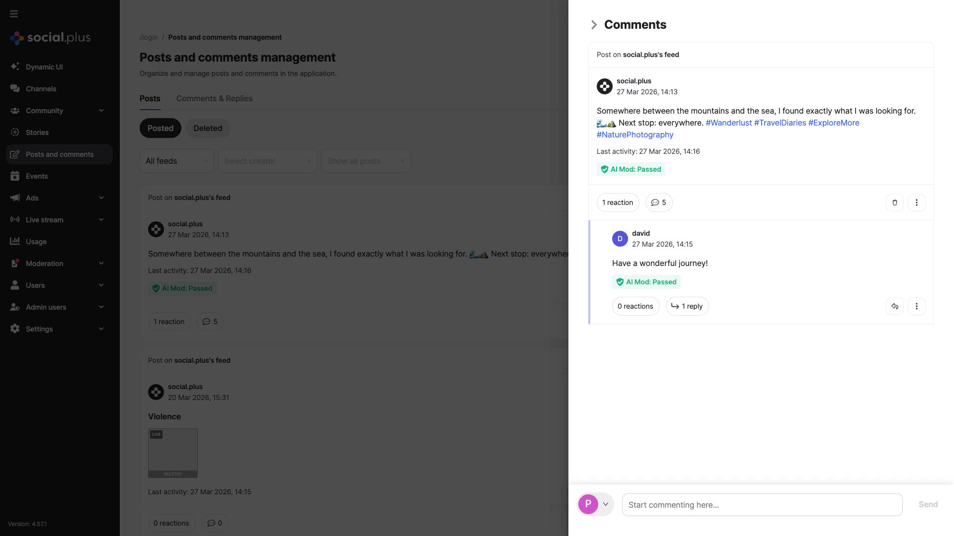 Comment panel