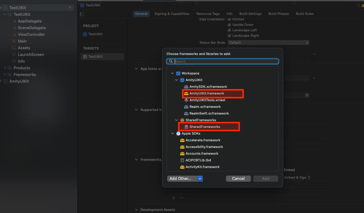 Link SharedFrameworks to iOS Project