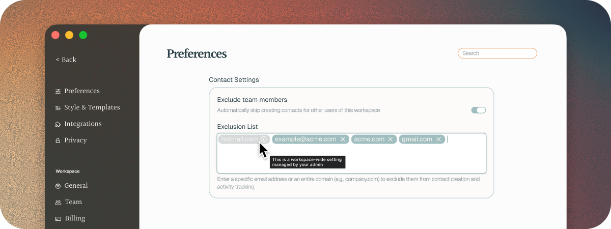 Exclude Certain Contacts Or Entire Domains From Your Contact List So No Profiles Are Created For Them