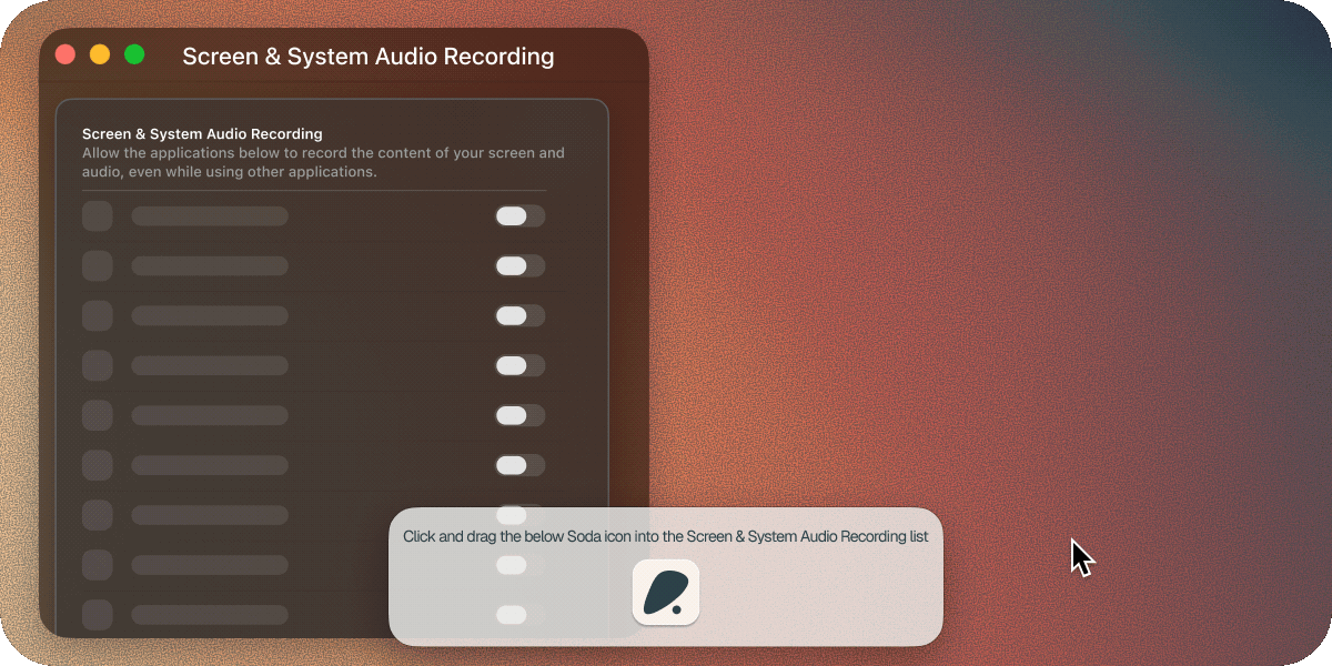 Soda Mac Screen & System Audio Permissions
