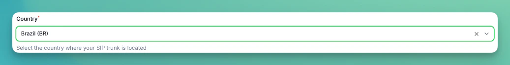 Seleção de país SIP