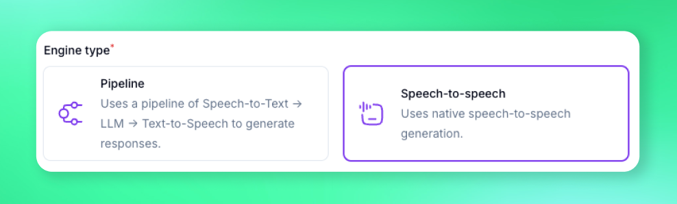 Modo Speech-to-Speech em Tempo Real Interface do modo speech-to-speech em tempo real