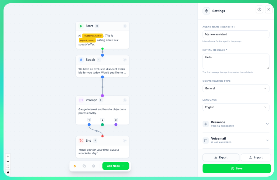 Interface do Flow Builder