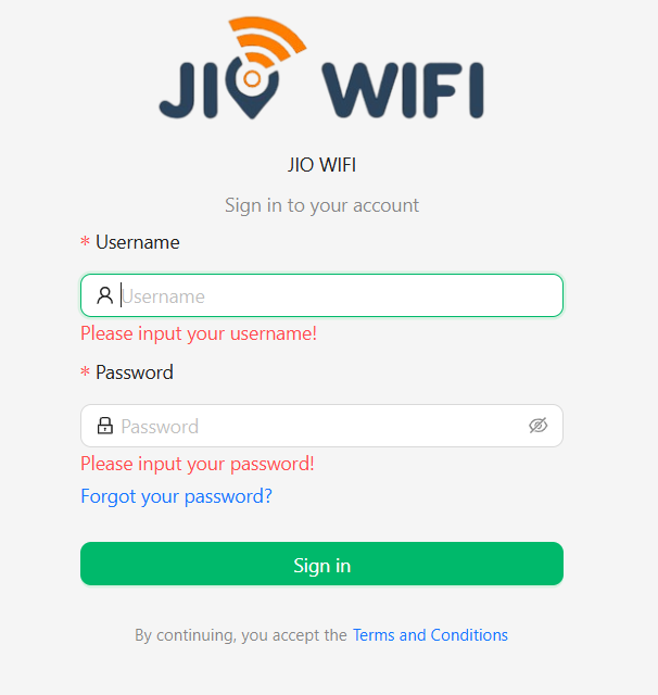 Login screen (light mode)
