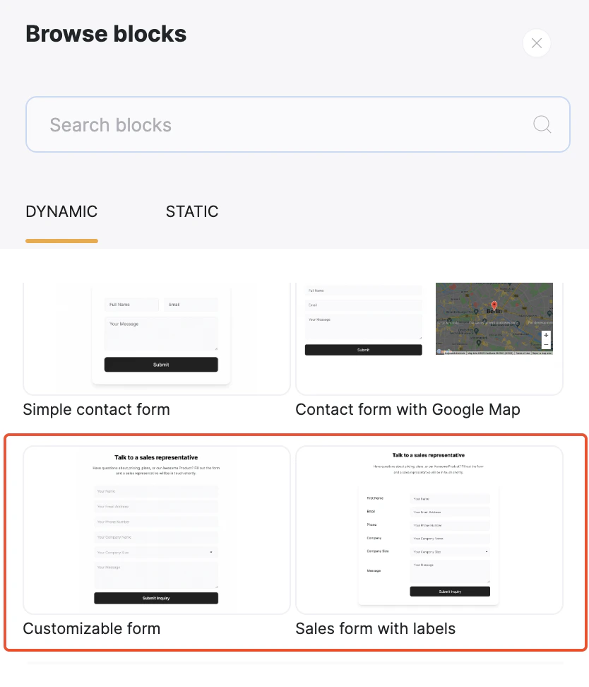Selecting the Form