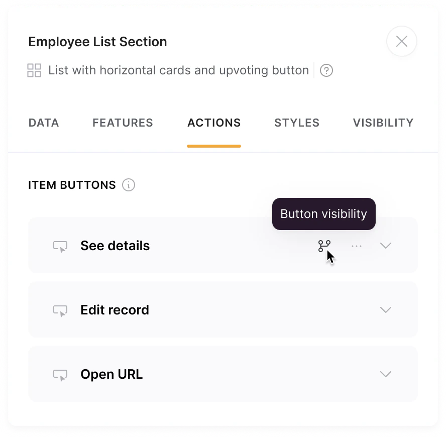 Open action button visibility settings
