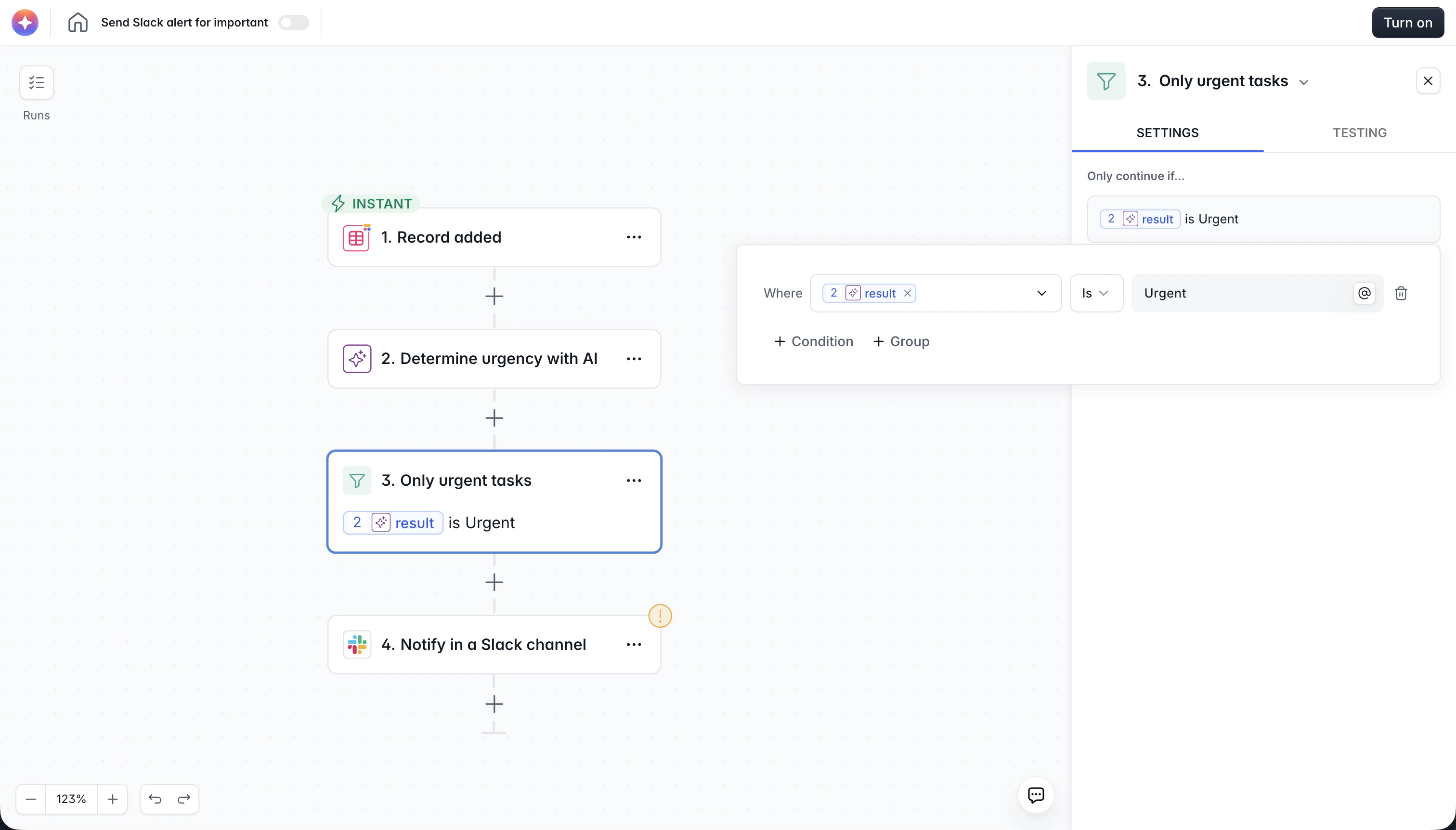 Filter action stopping the workflow unless a condition is met