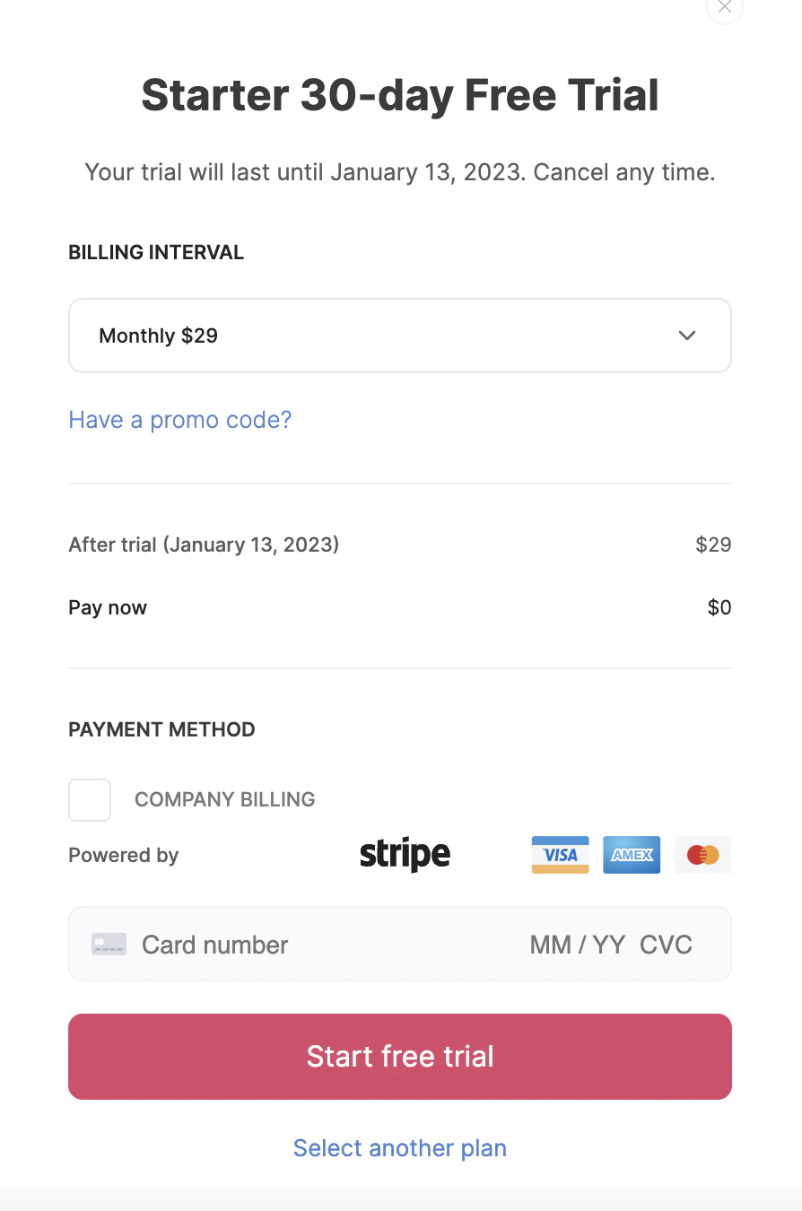 Plan checkout